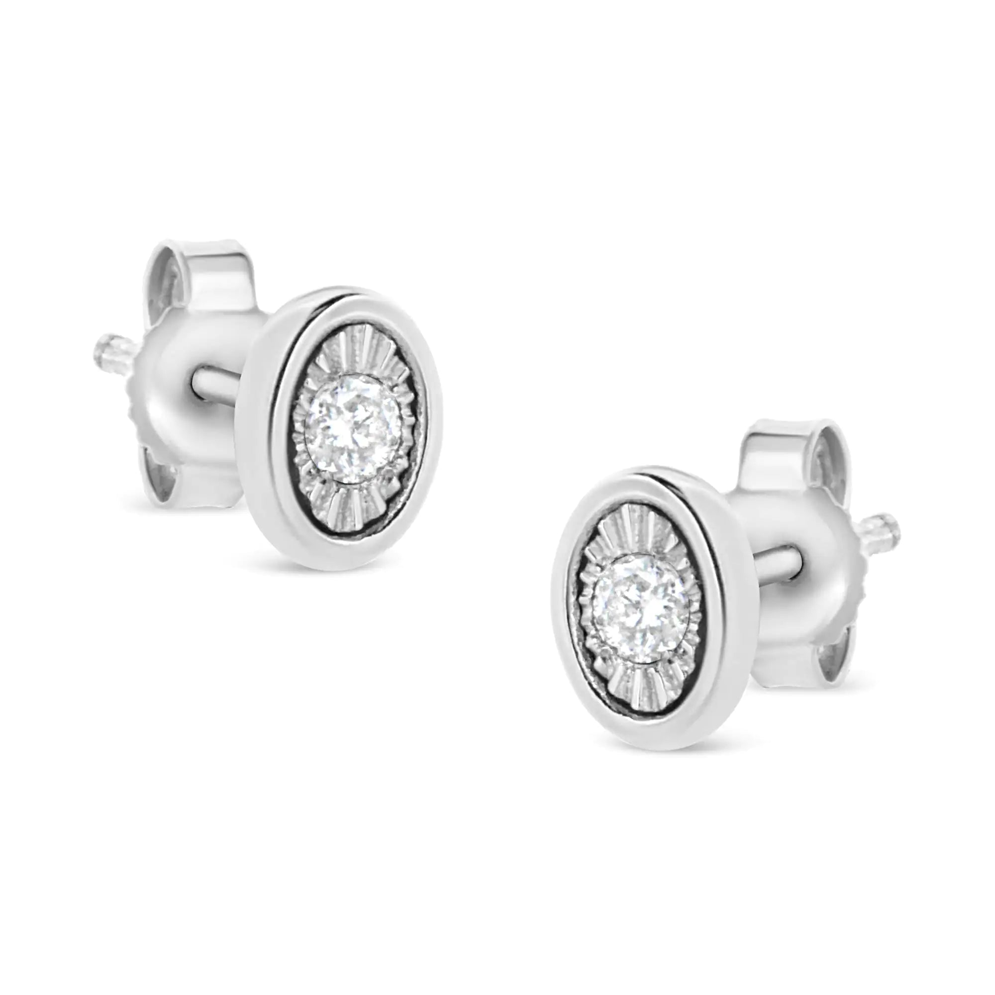 925 Sterling Silver 1/10 Cttw Miracle-Set Diamond Stud Earrings  