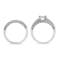 925 Sterling Silver 3/4 Cttw Prong Set Round Diamond Composite Engagement Ring and Band Set (I-J Color, I3 Clarity)