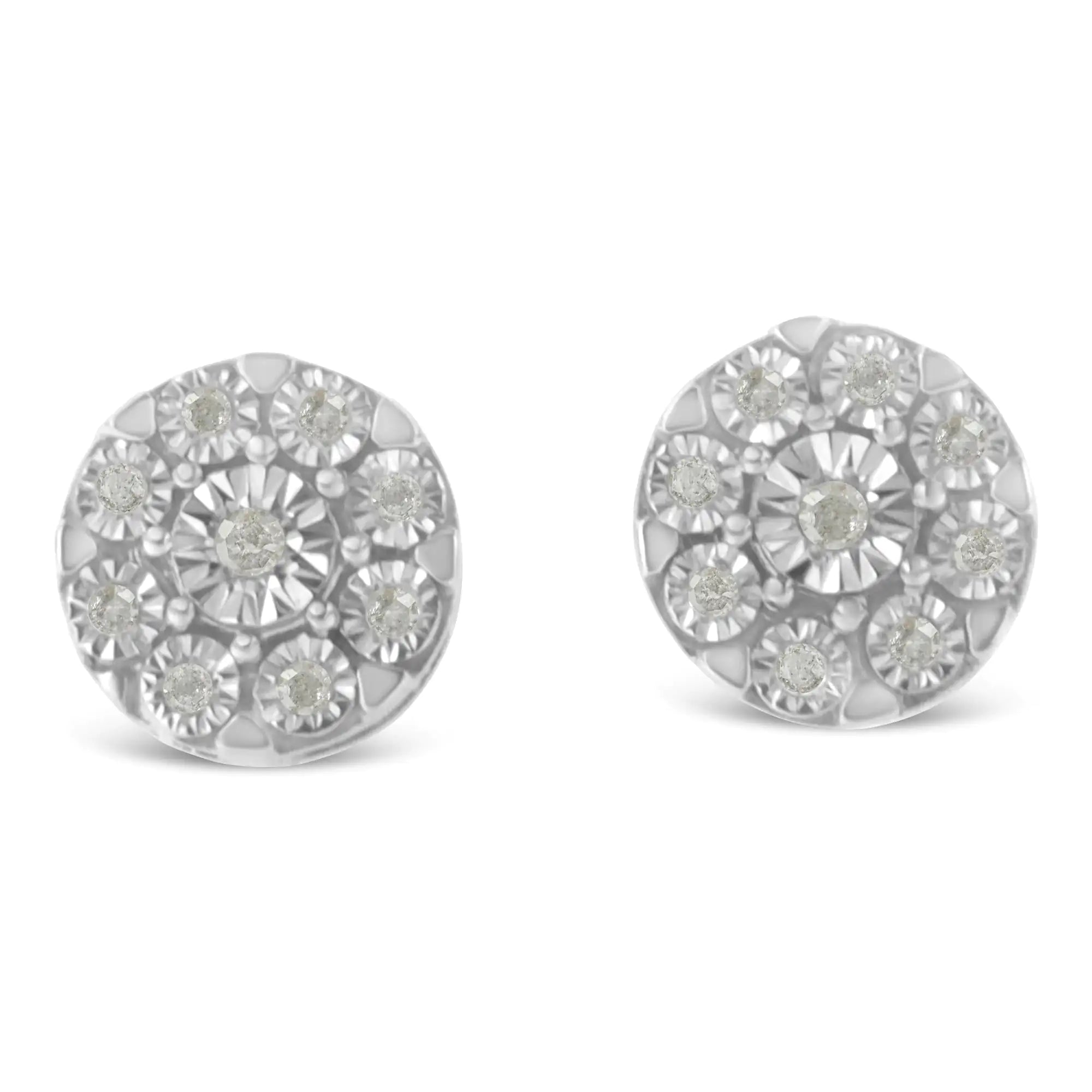 Miracle-Set Floral Cluster Push Back Stud Earrings