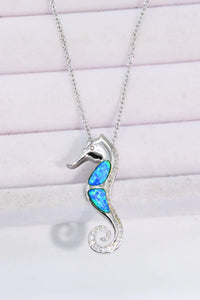 Opal Seahorse 925 Sterling Silver Necklace  