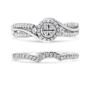 925 Sterling Silver 1/3 Cttw Composite Diamond Frame Bypass Bridal Set Ring and Band (I-J Color, I2-I3 Clarity)