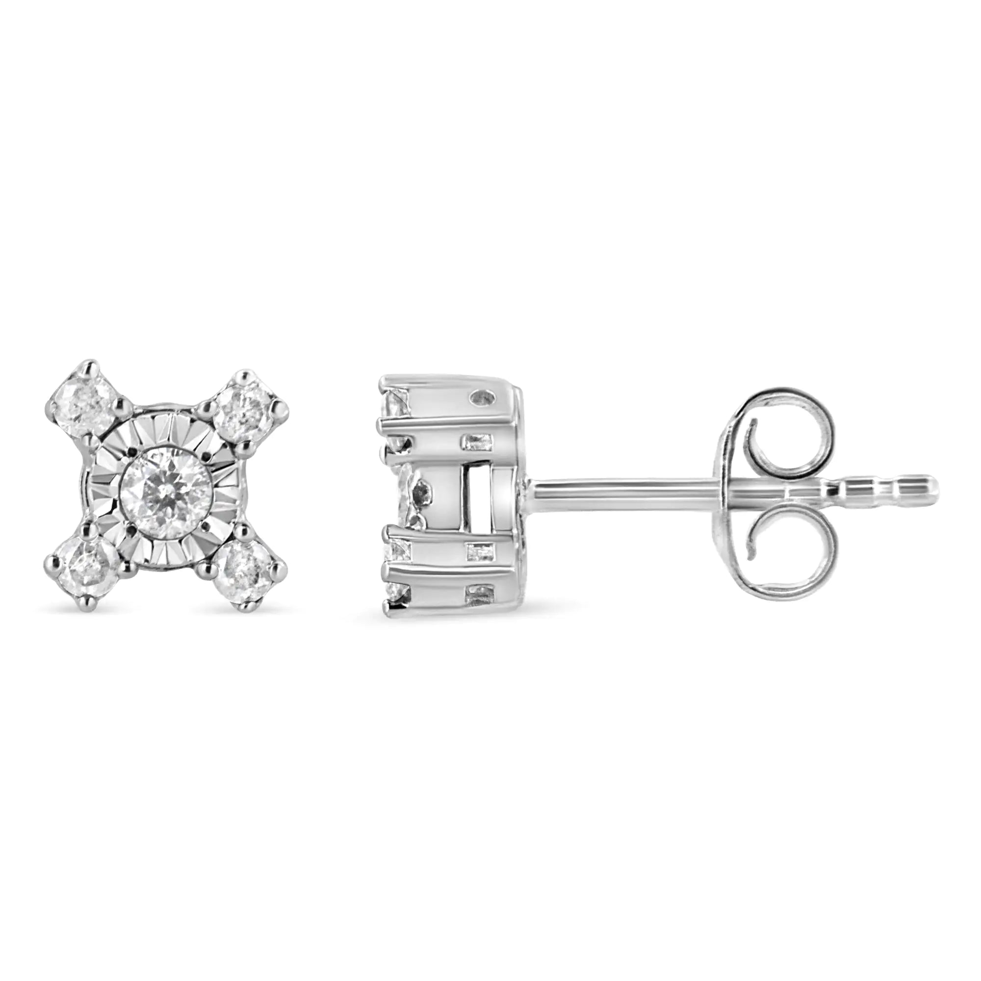 Princess-Cut Diamond "X" Shaped Stud Earrings