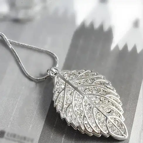 New Leaf Diamond Crystal Necklace  