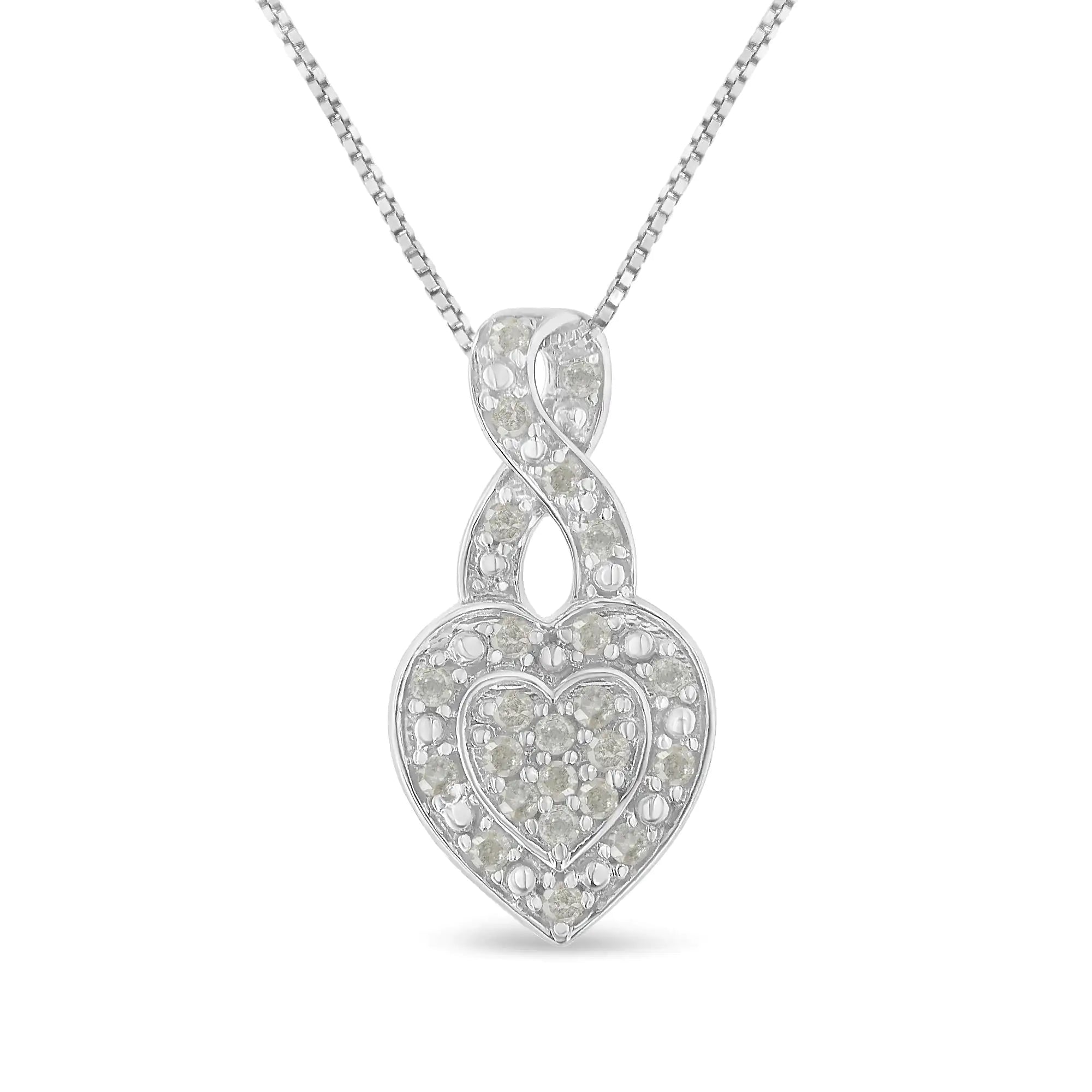 1/3 Cttw Diamond Awareness Ribbon Halo Heart 18" Pendant Necklace