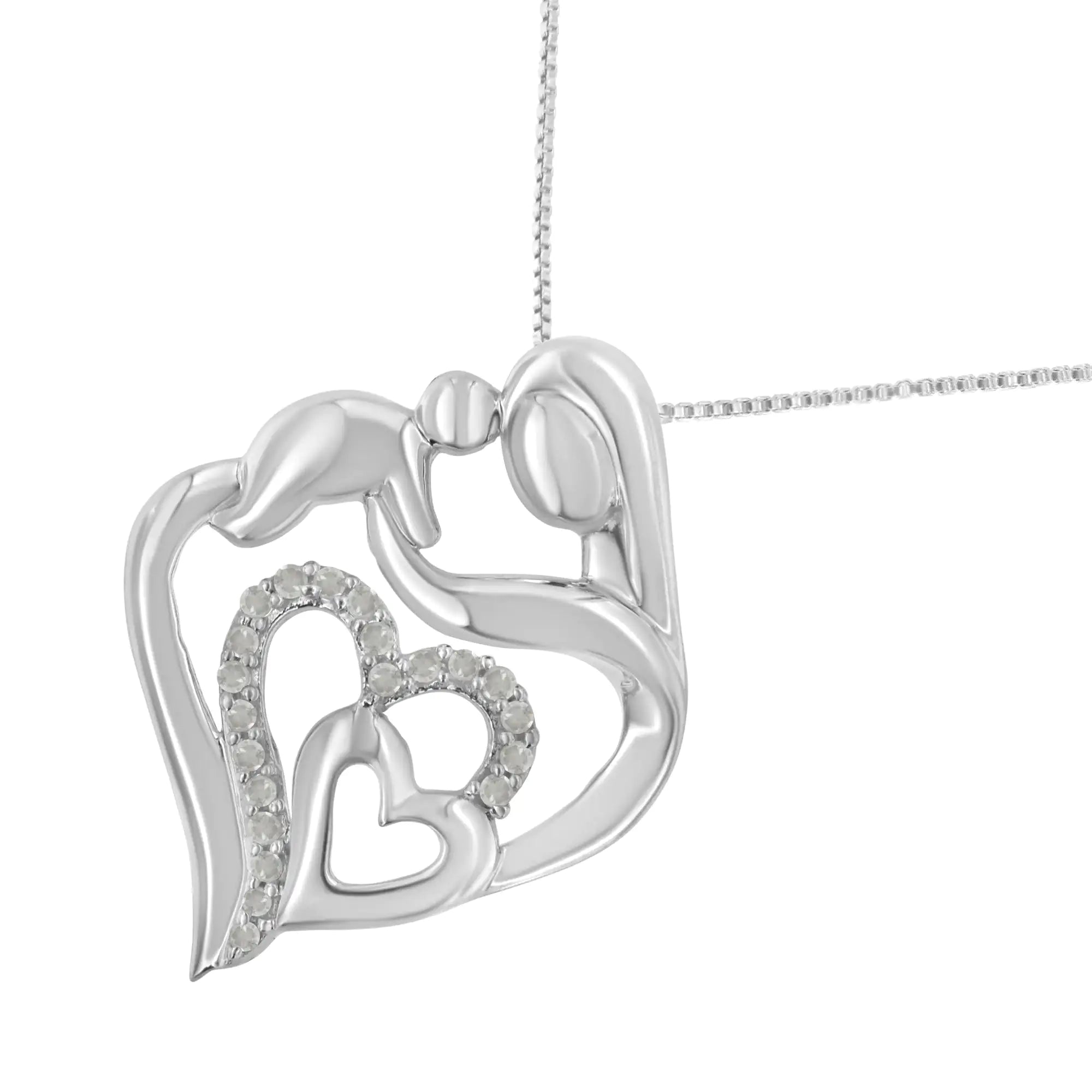 Mother with Child Heart Shape Pendant Necklace  