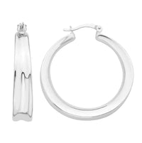 Sterling Silver Plain Polished Hoop Earrings 