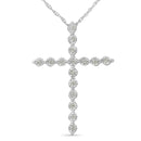 Brilliant-Cut Diamond Miracle-Set Shared Prong Cross Pendant Necklace