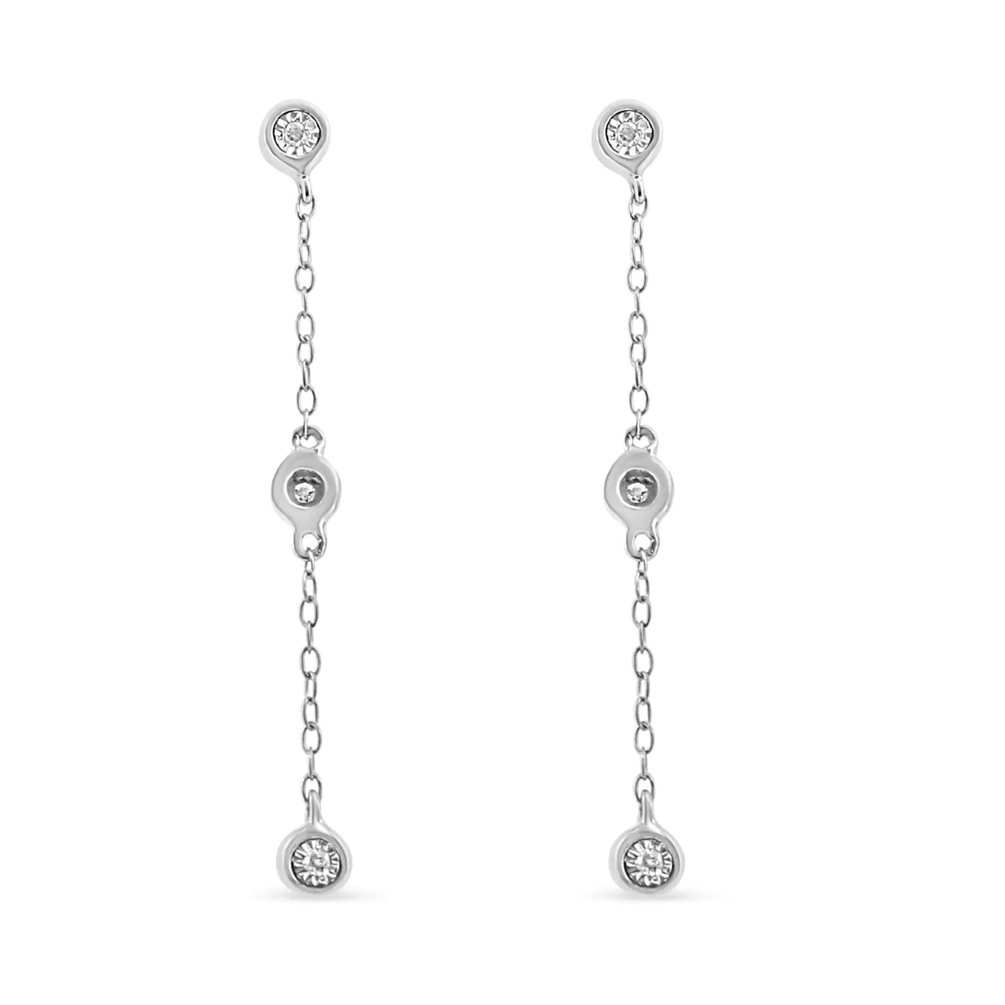 Miracle Set Diamond Accent 3-Stone Drop and Dangle Earring 