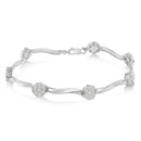 Miracle-Set Diamond 7 Stone Floral Cluster Link Bracelet  