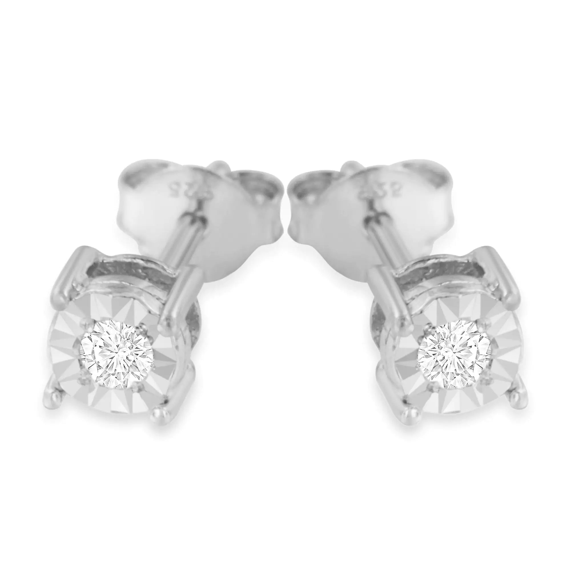 Round Near Colorless Diamond Miracle-Set Stud Earrings