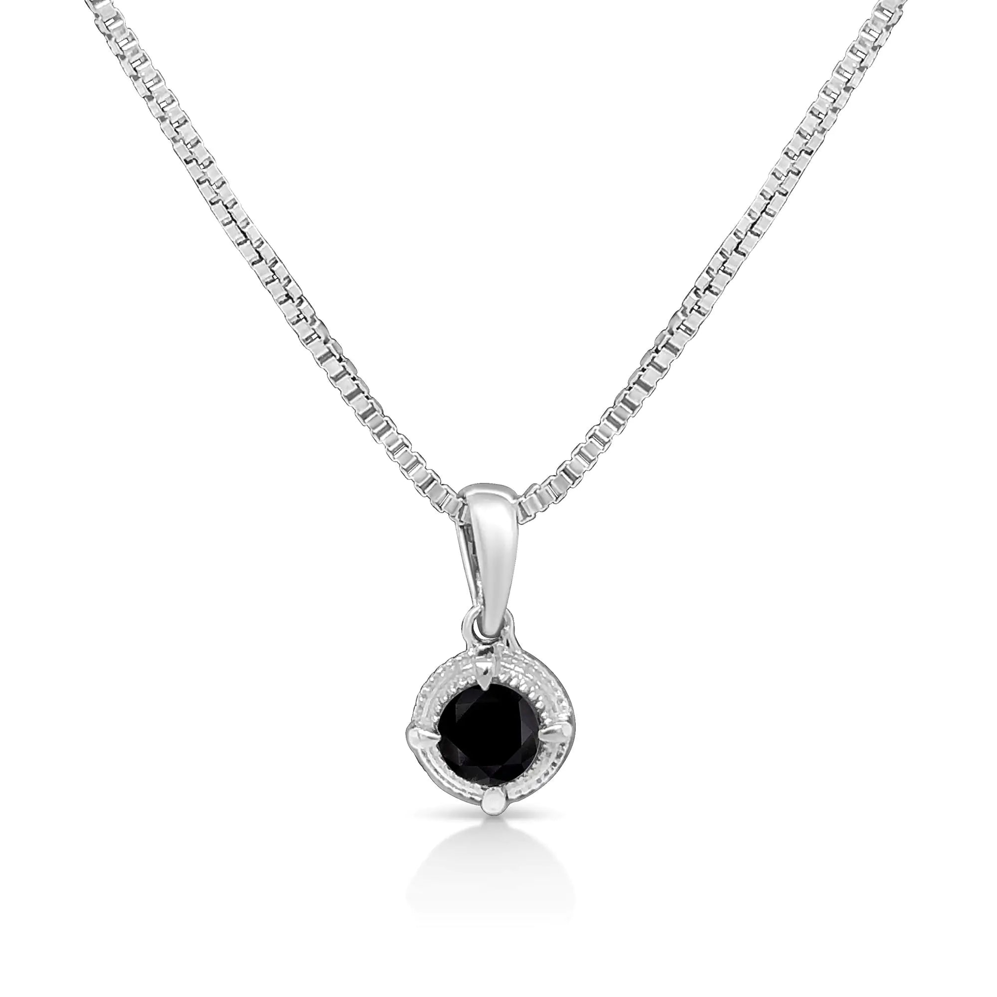 Treated Color Diamond Solitaire 18" Milgrain Pendant Necklace