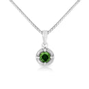 Treated Color Diamond Solitaire 18" Milgrain Pendant Necklace