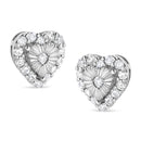 925 Sterling Silver 1/3 Cttw Miracle Set Round-Cut Diamond Heart Stud Earring (I-J Color, I2-I3 Clarity)