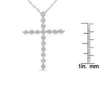 Brilliant-Cut Diamond Miracle-Set Shared Prong Cross Pendant Necklace