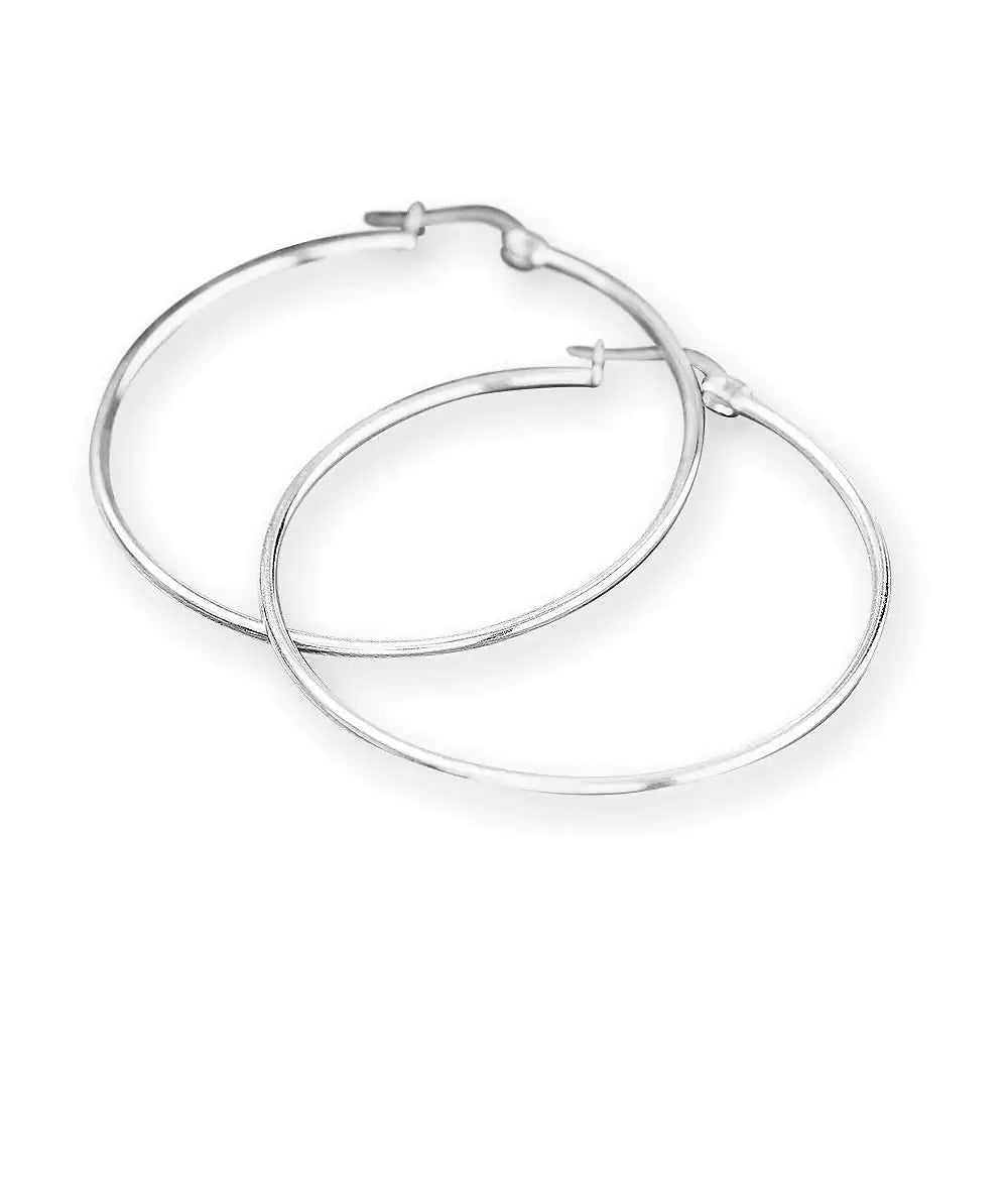 925 Sterling Silver Plain 1.8" Hoop Earrings  