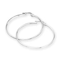 925 Sterling Silver Plain 1.8" Hoop Earrings  