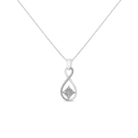 1/25cttw Round Cut Diamond Infinity and Square Accent Pendant Necklace