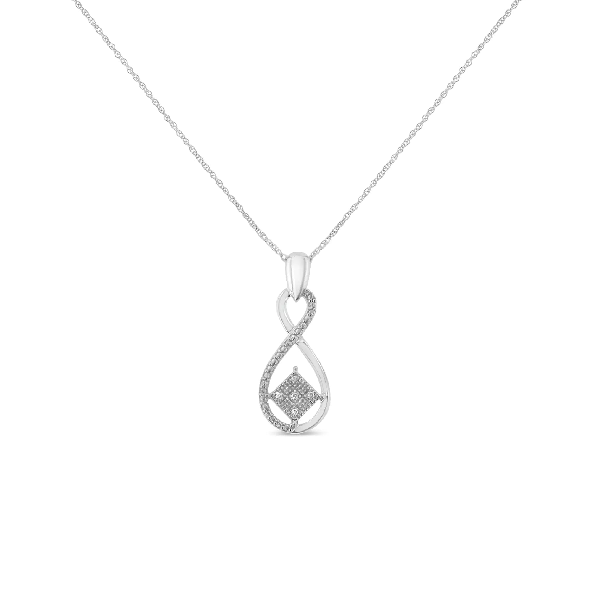 1/25cttw Round Cut Diamond Infinity and Square Accent Pendant Necklace