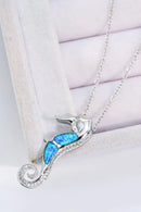 Opal Seahorse 925 Sterling Silver Necklace  