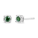 Rose Cut Treated Green Diamond Solitaire Stud Earrings