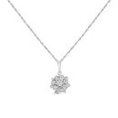 .925 Sterling Silver 1/4 cttw Diamond Floral Cluster Pendant Necklace 