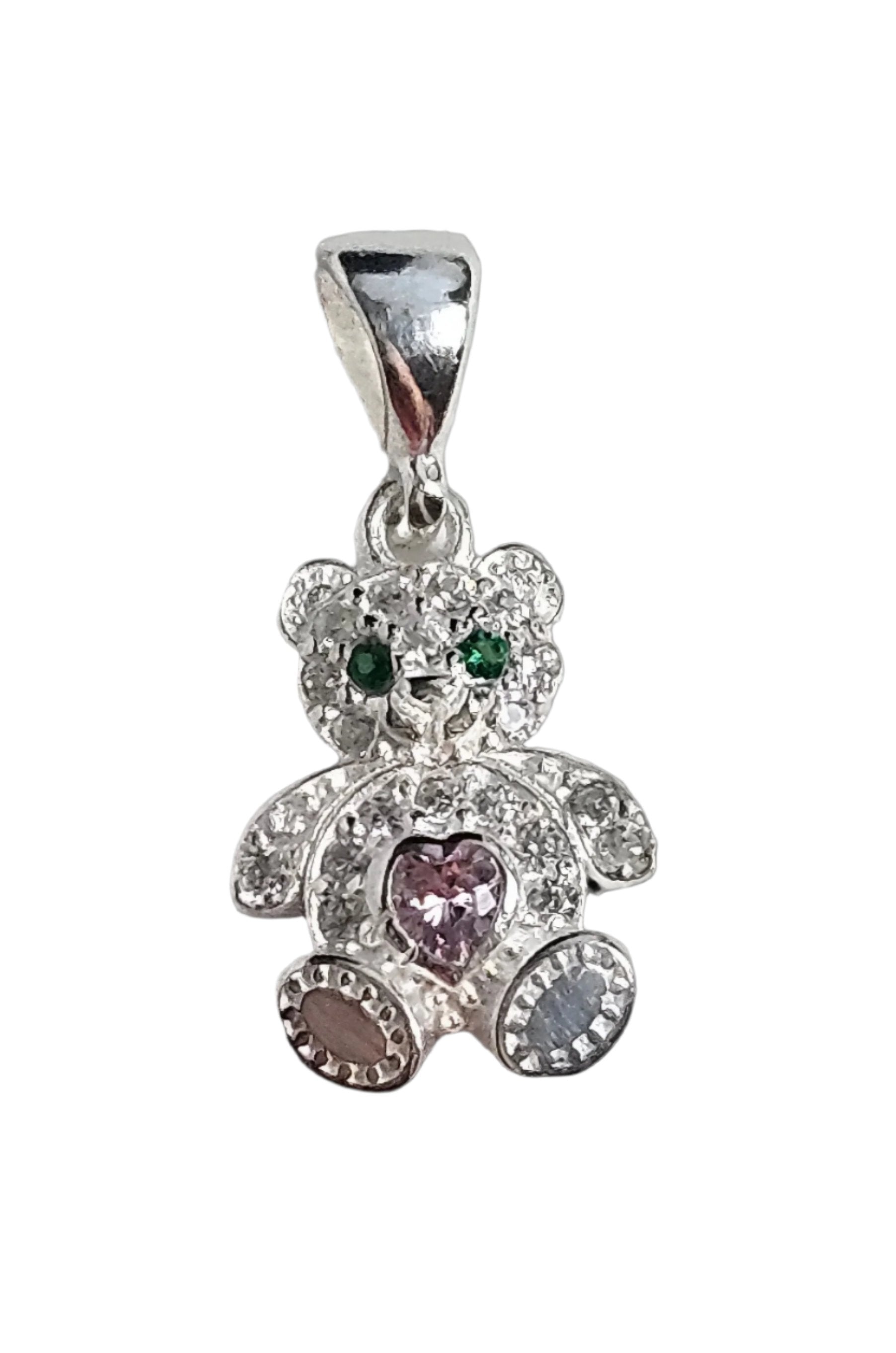 Cubic Zirconia Sterling Silver Bear Pendant