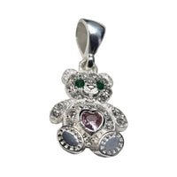 Cubic Zirconia Sterling Silver Bear Pendant