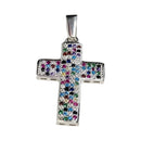 Multicolor Cubic Zirconia Sterling Silver Cross Pendant