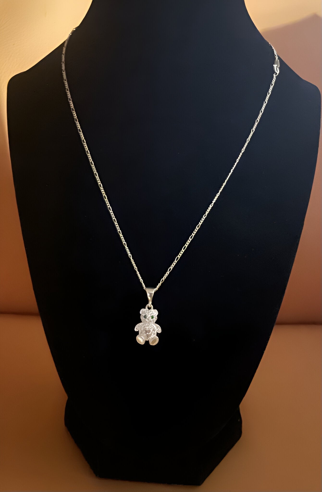 Cubic Zirconia Sterling Silver Bear Pendant