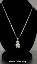 Cubic Zirconia Sterling Silver Bear Pendant