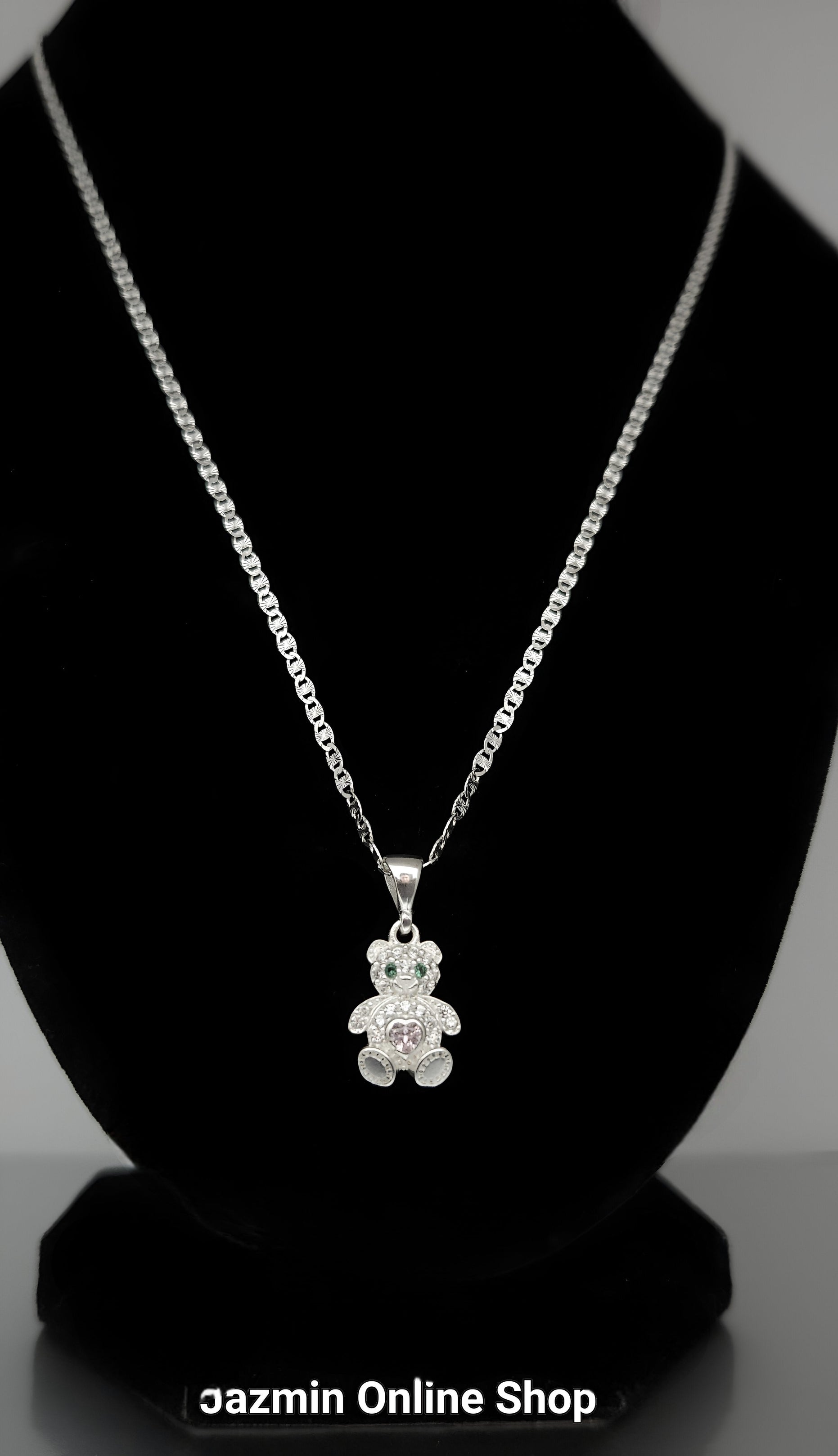 Cubic Zirconia Sterling Silver Bear Pendant