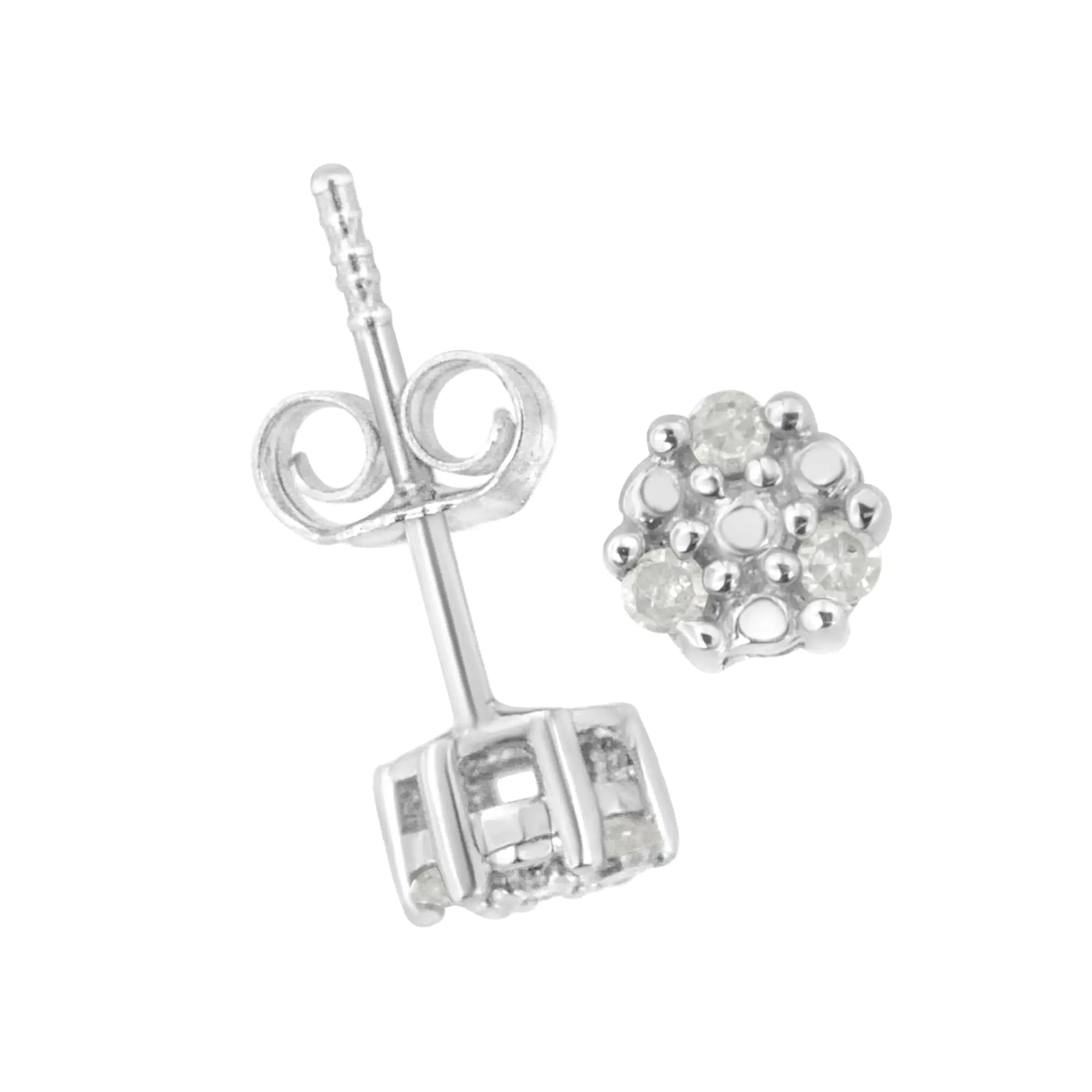 Prong Set Round-Cut Trio Diamond Stud Earrings 