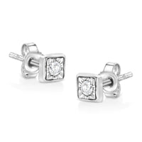 925 Sterling Silver 1/10 Cttw Miracle-Set Diamond Stud Earrings  