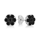 925 Sterling Silver 1/4 Cttw Color Diamond Cluster Flower Earrings