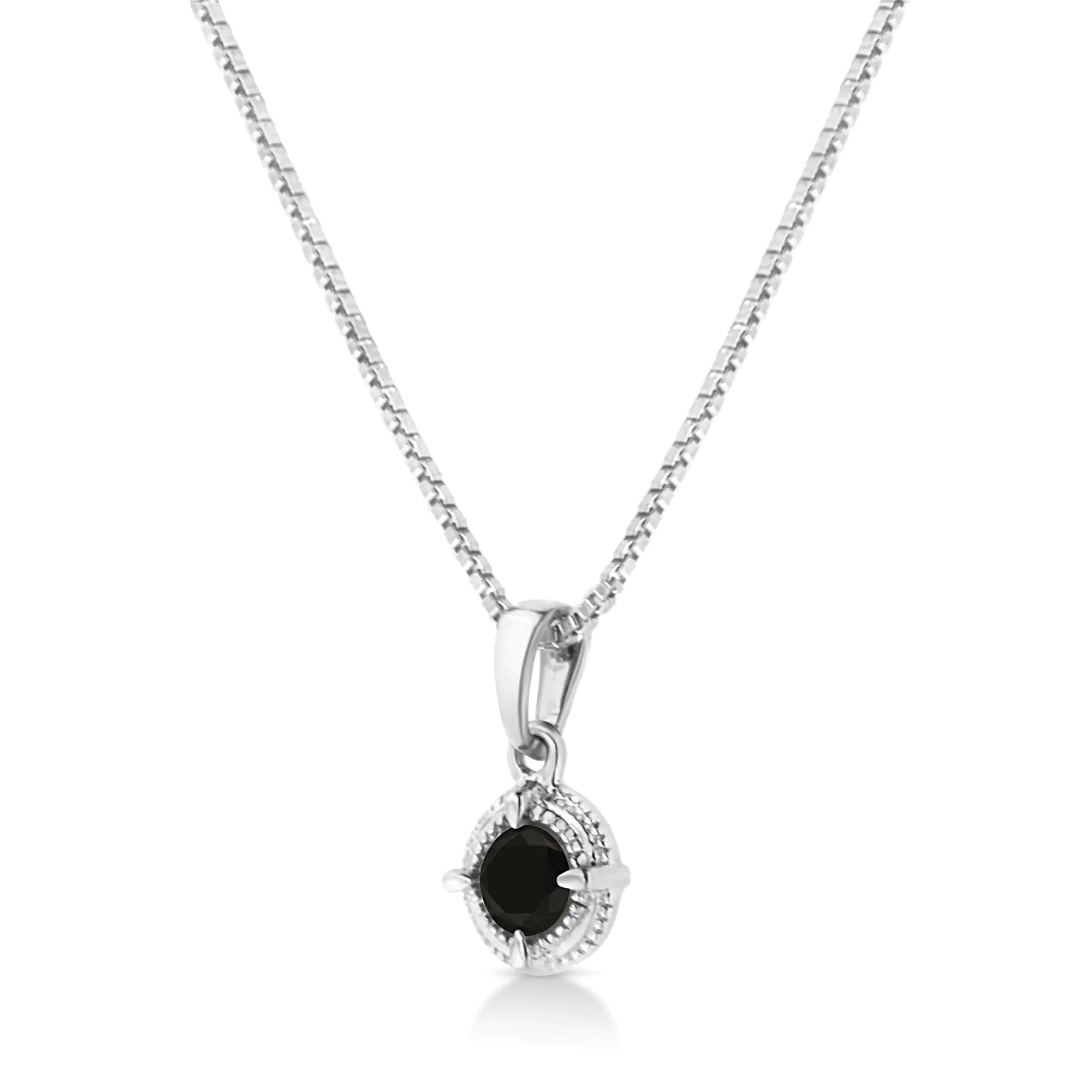 Treated Color Diamond Solitaire 18" Milgrain Pendant Necklace