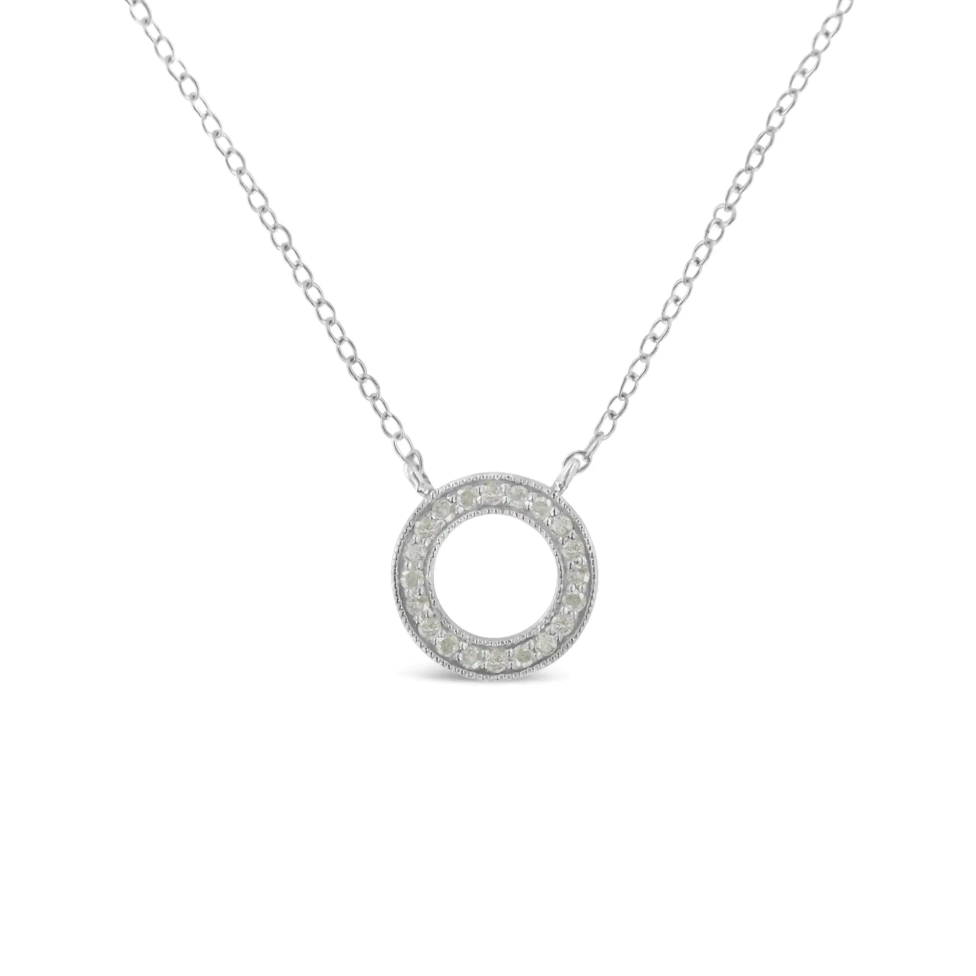 1/6 cttw Diamond Hoop Circle Pendant Necklace (I-J, I3-Promo)