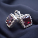 Square Cubic Zirconia Crystal Stud Earrings  