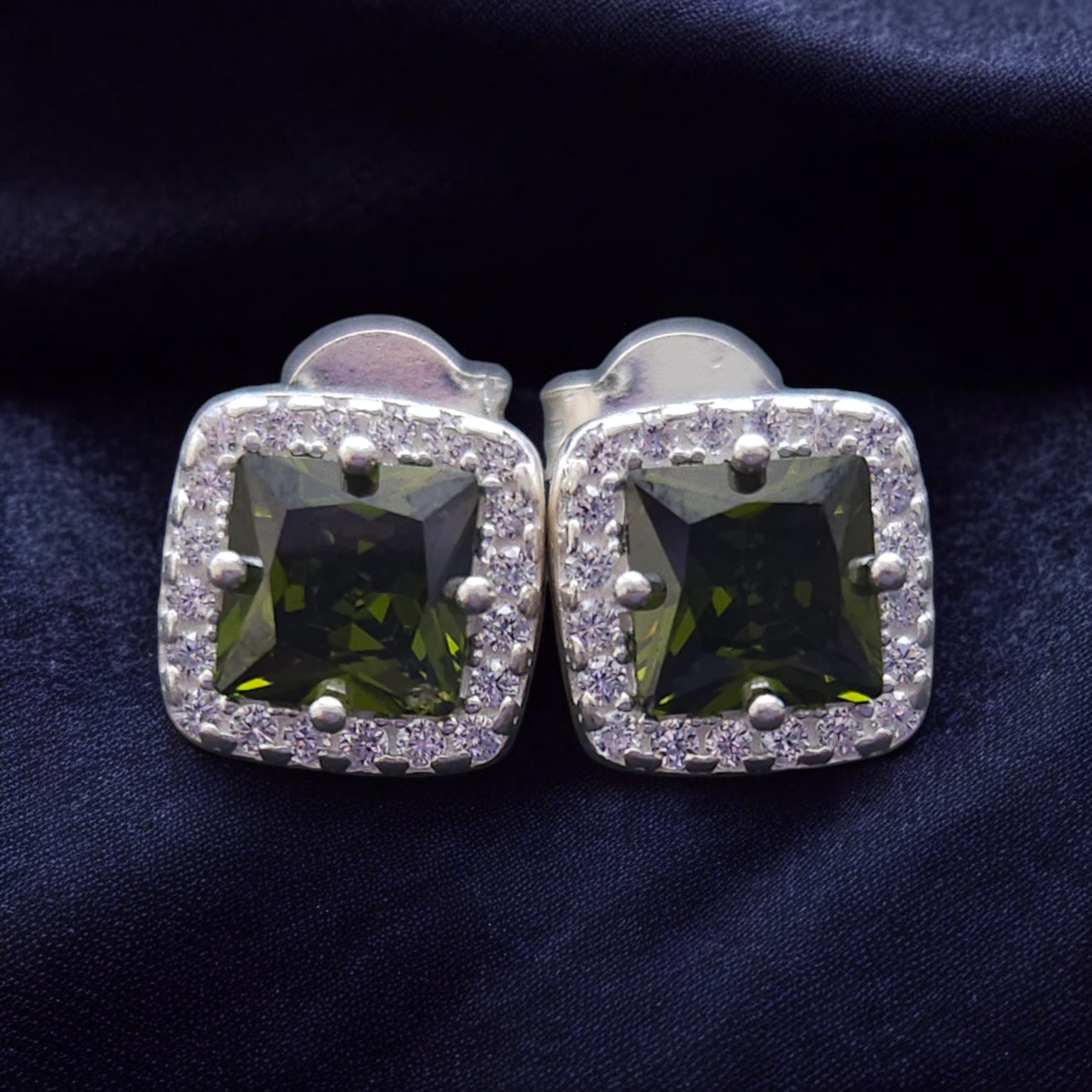 Square Cubic Zirconia Crystal Stud Earrings