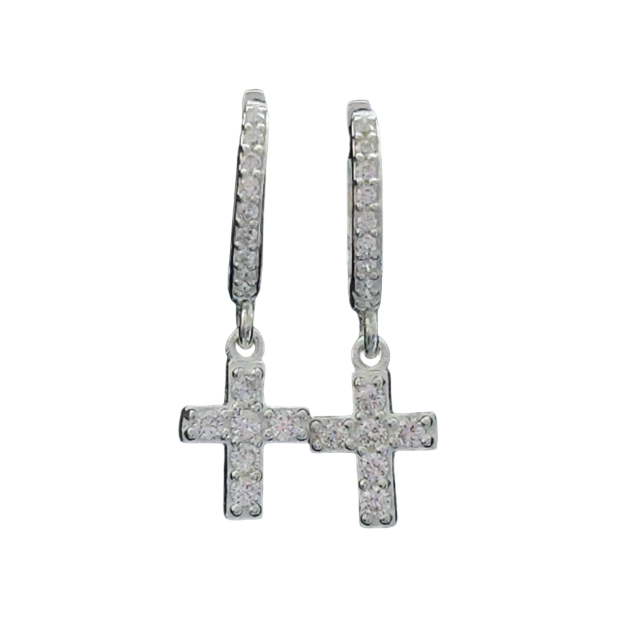 Moissanite Hoop Dangling Cross Earrings