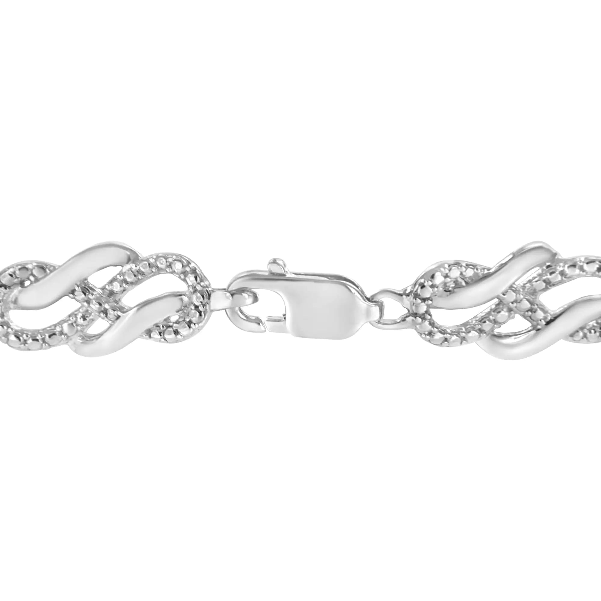 Prong Set Diamond Accent Infinity Weave Link 7.25" Bracelet 