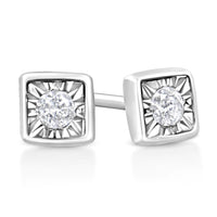 925 Sterling Silver 1/10 Cttw Miracle-Set Diamond Stud Earrings  