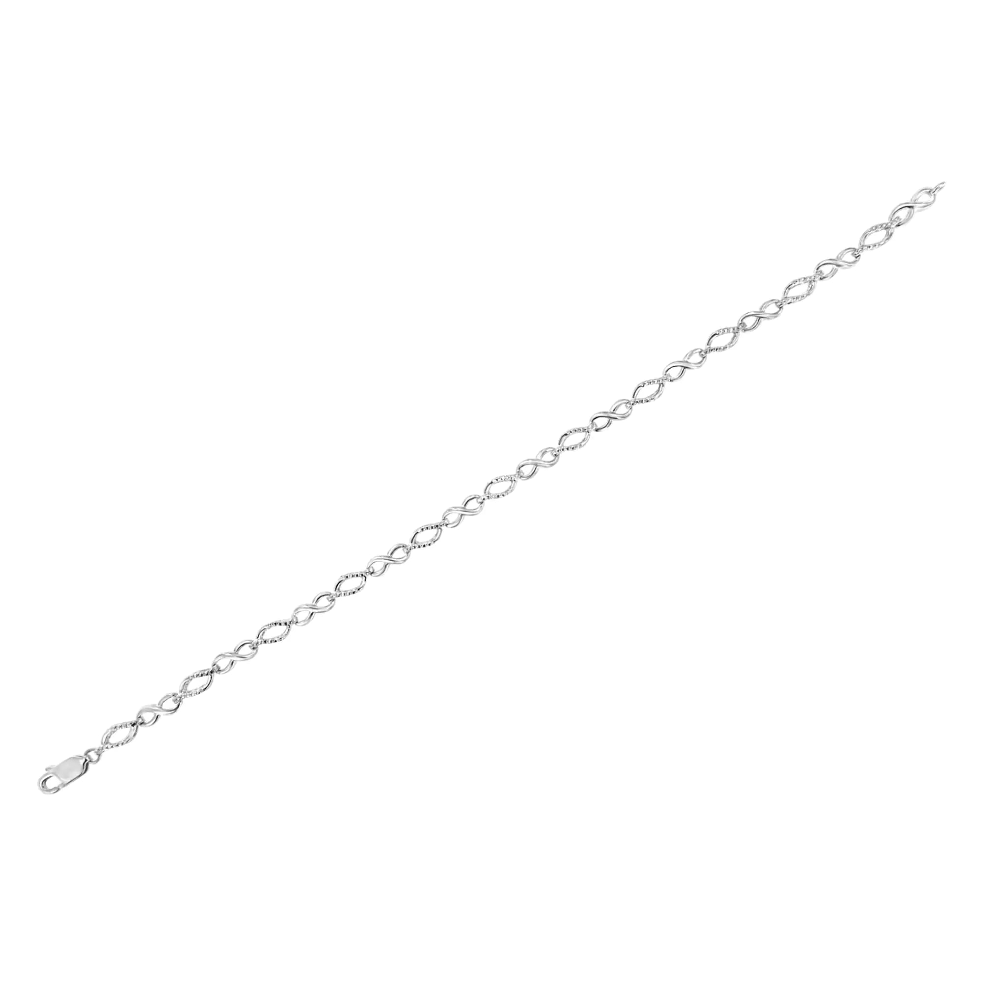 Diamond Accent Alternating Infinity Shape Link Bracelet