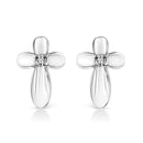 Prong Set Diamond Accent Floral Cross Stud Earring