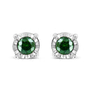 Rose Cut Treated Green Diamond Solitaire Stud Earrings