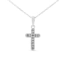 925 Sterling Silver 1/4 Cttw Prong Set Round-Cut Diamond Cross 18" Pendant Necklace (J-K Color, I2-I3 Clarity)