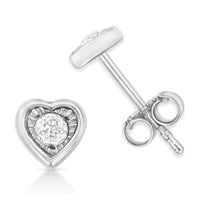 925 Sterling Silver 1/10 Cttw Miracle-Set Diamond Stud Earrings  