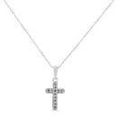 925 Sterling Silver 1/4 Cttw Prong Set Round-Cut Diamond Cross 18" Pendant Necklace (J-K Color, I2-I3 Clarity)