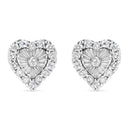 925 Sterling Silver 1/3 Cttw Miracle Set Round-Cut Diamond Heart Stud Earring (I-J Color, I2-I3 Clarity)