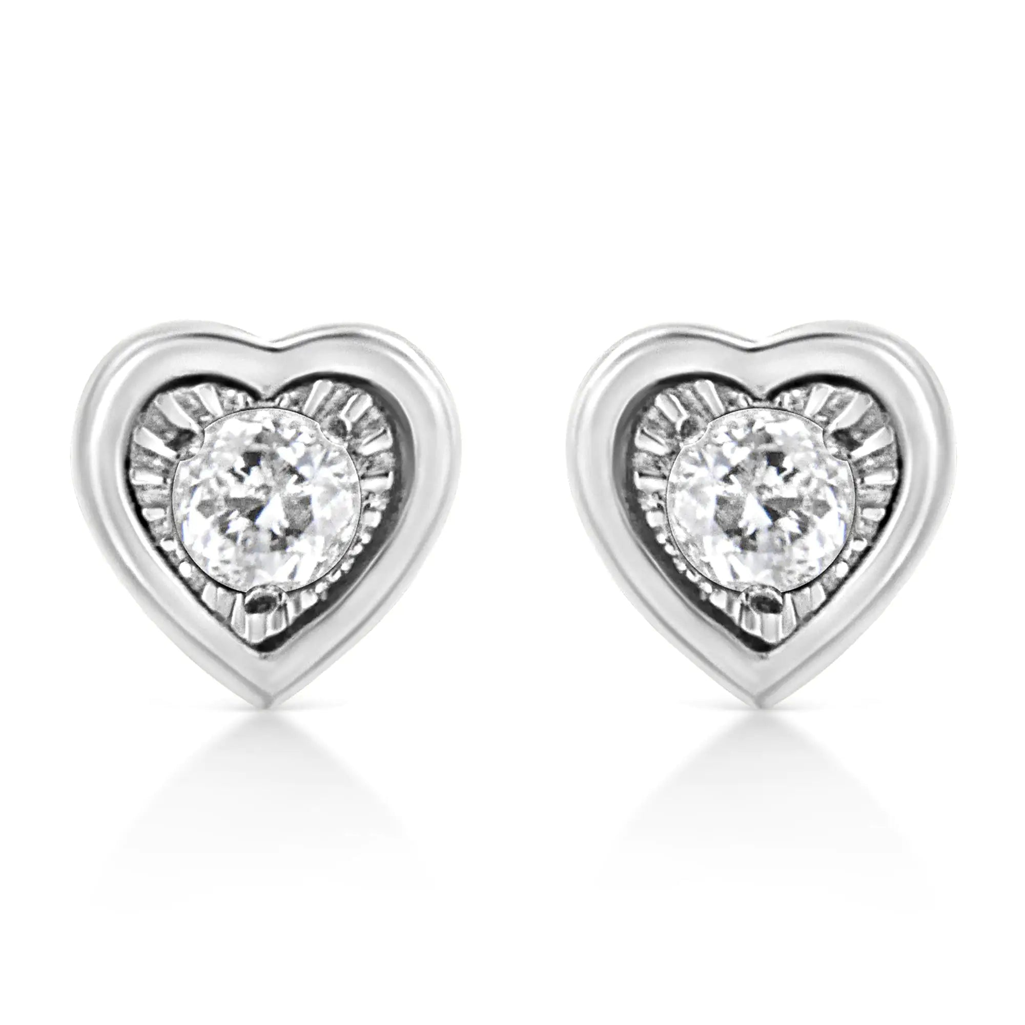 925 Sterling Silver 1/10 Cttw Miracle-Set Diamond Stud Earrings  