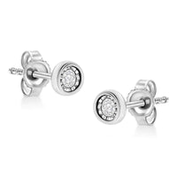 925 Sterling Silver 1/10 Cttw Miracle-Set Diamond Stud Earrings  